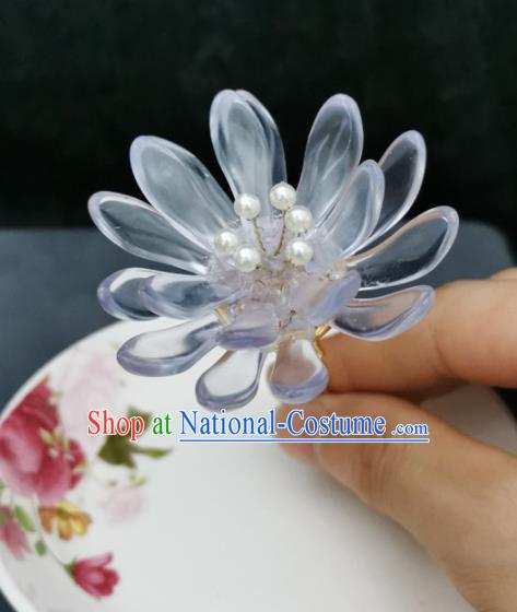 Traditional Chinese Ancient Hanfu White Lotus Hair Clip Court Queen Hairpins Handmade Hair Accessories for Women