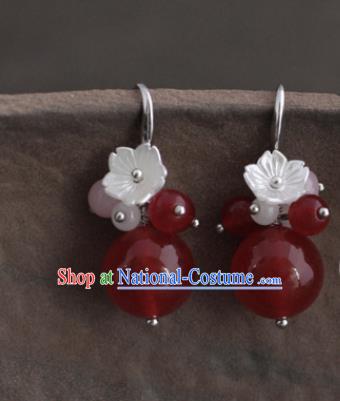 Traditional Chinese Handmade Court Red Ear Accessories Classical Earrings for Women