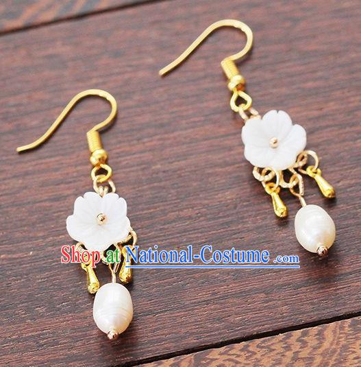 Traditional Chinese Classical Pearl Earrings Handmade Court Ear Accessories for Women