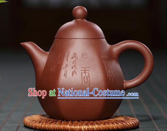 Traditional Chinese Handmade Carving Orchid Zisha Teapot Red Clay Pottery Teapot