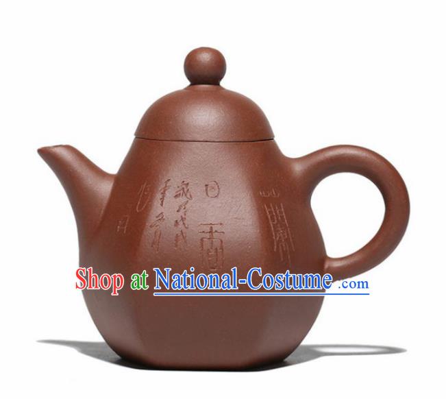 Traditional Chinese Handmade Carving Orchid Zisha Teapot Red Clay Pottery Teapot