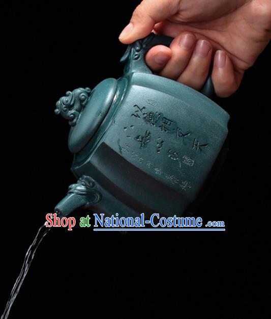 Traditional Chinese Handmade Carving Bamboo Zisha Teapot Green Clay Pottery Teapot