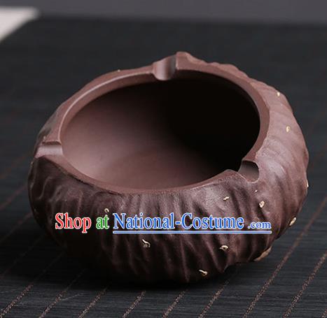 Traditional Chinese Handmade Zisha Lotus Seedpod Ashtray Red Clay Pottery Tray