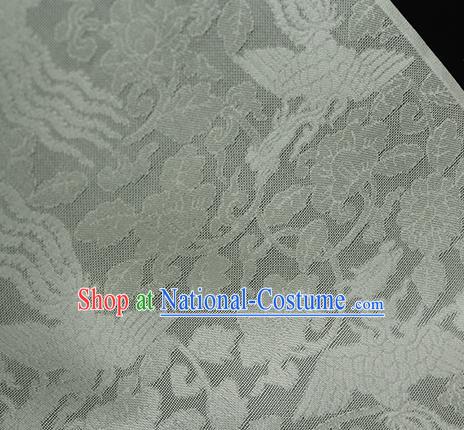 Traditional Chinese Classical Phoenix Flowers Pattern Light Green Silk Fabric Ancient Hanfu Dress Silk Cloth