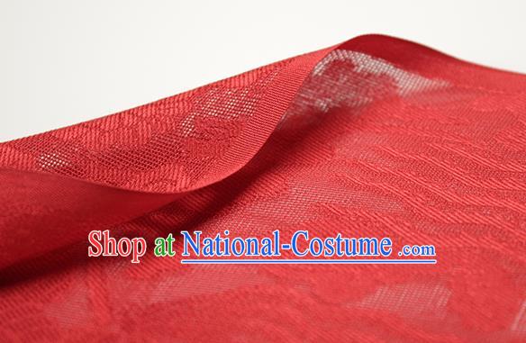 Traditional Chinese Classical Phoenix Flowers Pattern Red Silk Fabric Ancient Hanfu Dress Silk Cloth