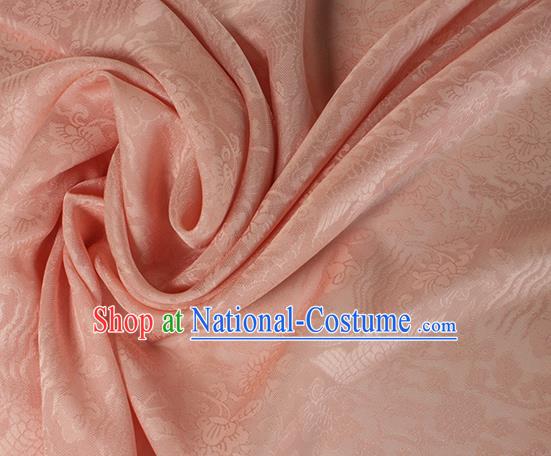 Traditional Chinese Classical Phoenix Flowers Pattern Pink Silk Fabric Ancient Hanfu Dress Silk Cloth