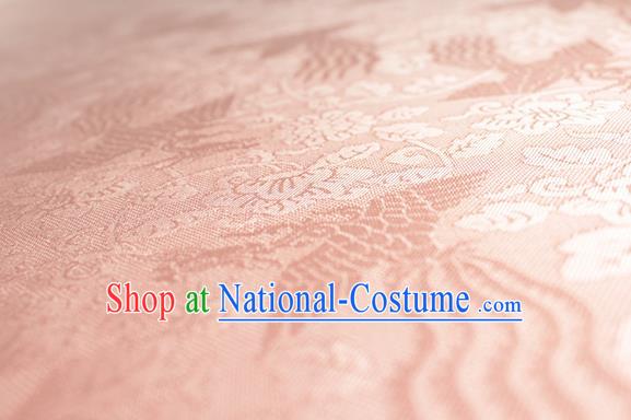 Traditional Chinese Classical Phoenix Flowers Pattern Pink Silk Fabric Ancient Hanfu Dress Silk Cloth