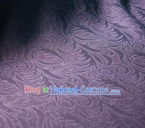 Traditional Chinese Classical Ombre Flowers Pattern Purple Silk Fabric Ancient Hanfu Dress Silk Cloth