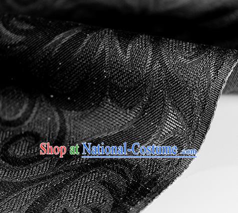 Traditional Chinese Classical Ombre Flowers Pattern Black Silk Fabric Ancient Hanfu Dress Silk Cloth