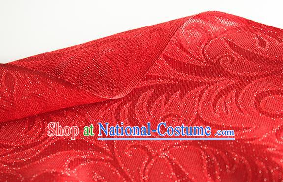 Traditional Chinese Classical Ombre Flowers Pattern Red Silk Fabric Ancient Hanfu Dress Silk Cloth