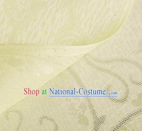 Traditional Chinese Classical Plum Blossom Pattern Yellow Silk Fabric Ancient Hanfu Dress Silk Cloth