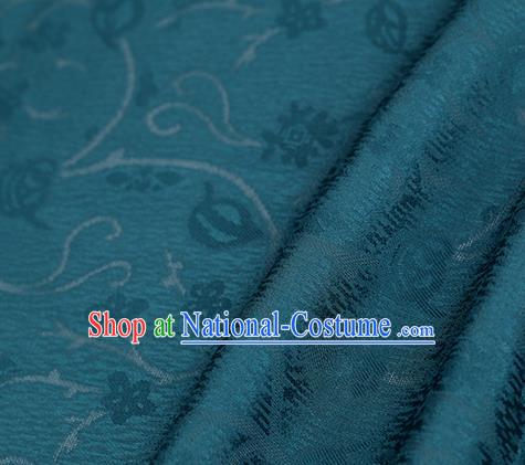 Traditional Chinese Classical Plum Blossom Pattern Peacock Green Silk Fabric Ancient Hanfu Dress Silk Cloth