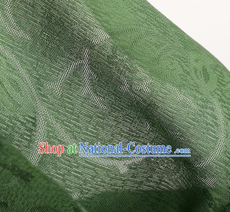 Traditional Chinese Classical Plum Blossom Pattern Deep Green Silk Fabric Ancient Hanfu Dress Silk Cloth