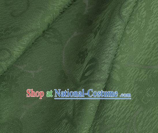 Traditional Chinese Classical Plum Blossom Pattern Deep Green Silk Fabric Ancient Hanfu Dress Silk Cloth