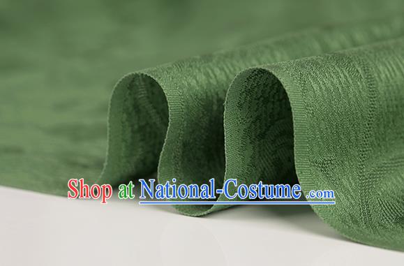 Traditional Chinese Classical Plum Blossom Pattern Deep Green Silk Fabric Ancient Hanfu Dress Silk Cloth