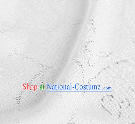 Traditional Chinese Classical Plum Blossom Pattern White Silk Fabric Ancient Hanfu Dress Silk Cloth