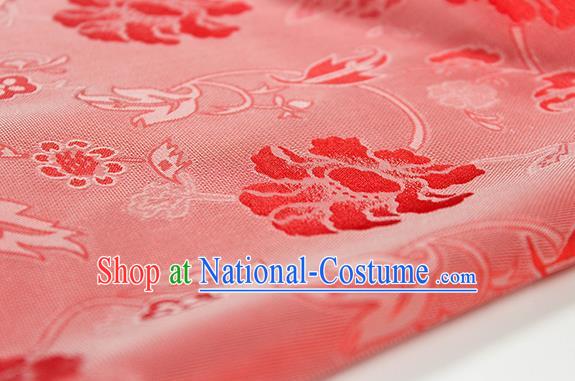 Traditional Chinese Classical Twine Peony Pattern Red Silk Fabric Ancient Hanfu Dress Silk Cloth