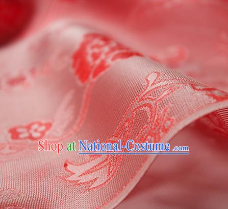 Traditional Chinese Classical Twine Peony Pattern Red Silk Fabric Ancient Hanfu Dress Silk Cloth