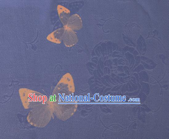 Traditional Chinese Classical Butterfly Pattern Violet Silk Fabric Ancient Hanfu Dress Silk Cloth