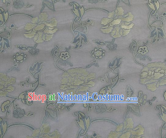 Traditional Chinese Classical Twine Peony Pattern Lilac Silk Fabric Ancient Hanfu Dress Silk Cloth