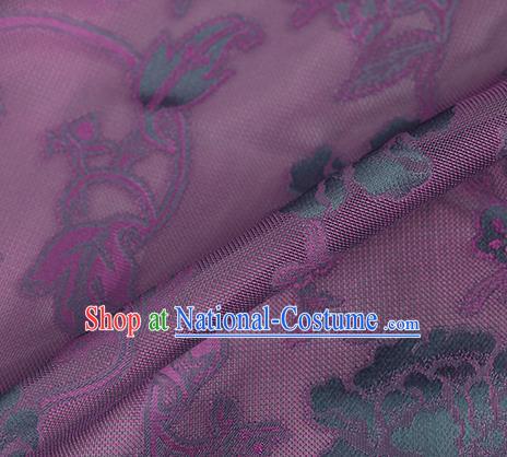 Traditional Chinese Classical Twine Peony Pattern Purple Silk Fabric Ancient Hanfu Dress Silk Cloth