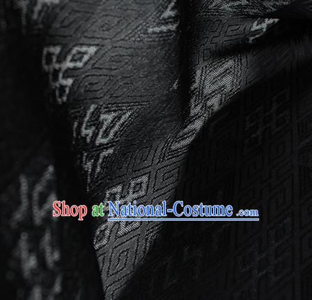 Traditional Chinese Classical Lucky Pattern Black Silk Fabric Ancient Hanfu Dress Silk Cloth