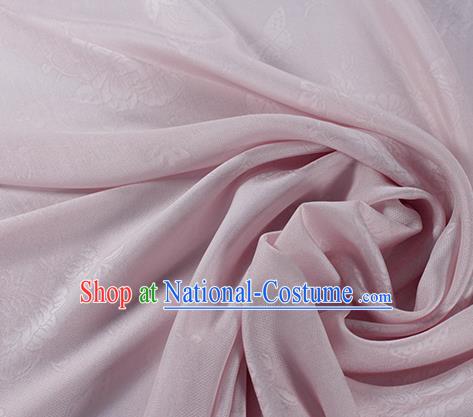 Traditional Chinese Classical Peony Butterfly Pattern Pink Silk Fabric Ancient Hanfu Dress Silk Cloth