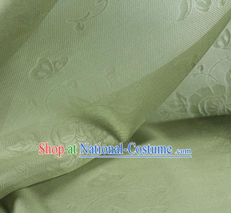 Traditional Chinese Classical Peony Butterfly Pattern Light Green Silk Fabric Ancient Hanfu Dress Silk Cloth