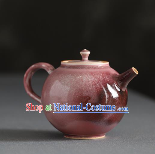 Chinese Classical Handmade Jingdezhen Shi Teapot Porcelain Purple Ceramics Tea Kettle