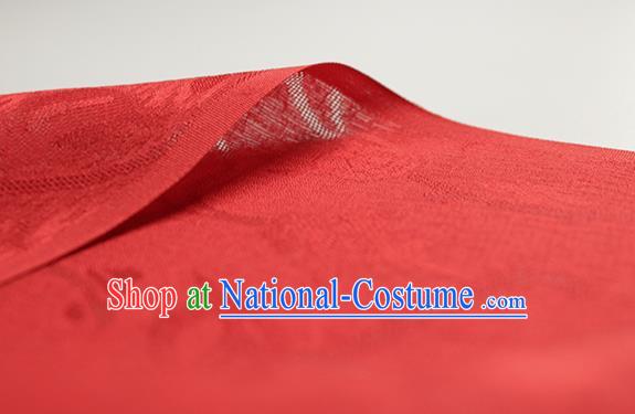 Traditional Chinese Classical Plum Blossom Pattern Red Silk Fabric Ancient Hanfu Dress Silk Cloth