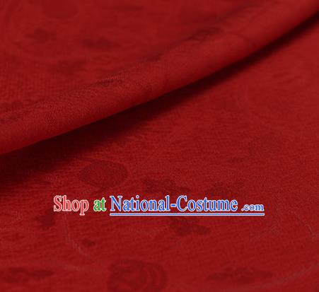 Traditional Chinese Classical Plum Blossom Pattern Red Silk Fabric Ancient Hanfu Dress Silk Cloth