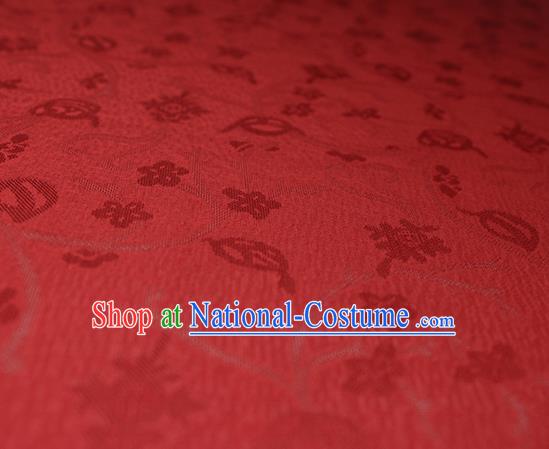 Traditional Chinese Classical Plum Blossom Pattern Red Silk Fabric Ancient Hanfu Dress Silk Cloth