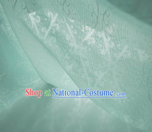 Traditional Chinese Classical Cirrus Pattern Design Light Green Silk Fabric Ancient Hanfu Dress Silk Cloth