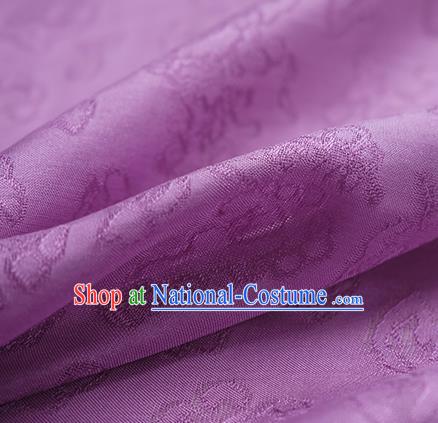 Traditional Chinese Classical Peony Flowers Pattern Design Lilac Silk Fabric Ancient Hanfu Dress Silk Cloth