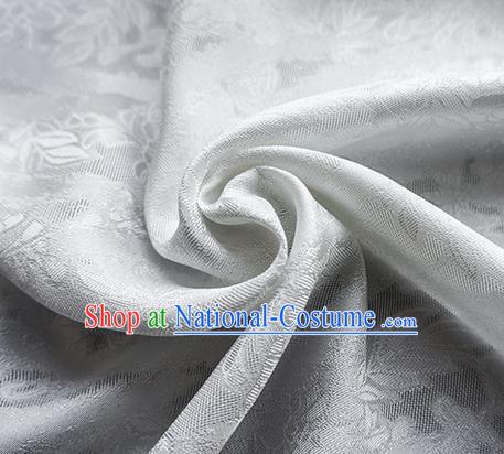 Traditional Chinese Classical Cirrus Flowers Pattern Design White Silk Fabric Ancient Hanfu Dress Silk Cloth