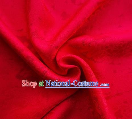 Traditional Chinese Classical Cirrus Flowers Pattern Design Red Silk Fabric Ancient Hanfu Dress Silk Cloth