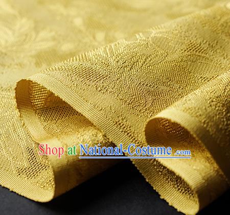 Traditional Chinese Classical Cirrus Flowers Pattern Design Yellow Silk Fabric Ancient Hanfu Dress Silk Cloth