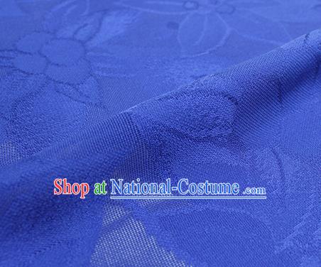 Traditional Chinese Classical Lily Flowers Pattern Design Royalblue Silk Fabric Ancient Hanfu Dress Silk Cloth