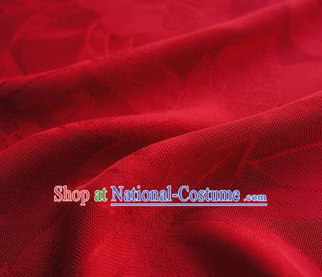 Traditional Chinese Classical Lily Flowers Pattern Design Red Silk Fabric Ancient Hanfu Dress Silk Cloth