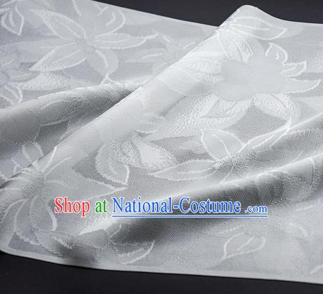 Traditional Chinese Classical Lily Flowers Pattern Design White Silk Fabric Ancient Hanfu Dress Silk Cloth