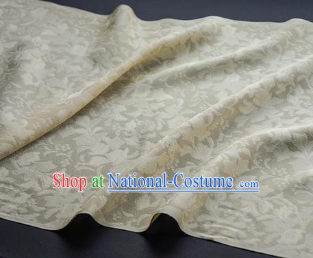 Traditional Chinese Classical Iris Flowers Pattern Design Beige Silk Fabric Ancient Hanfu Dress Silk Cloth