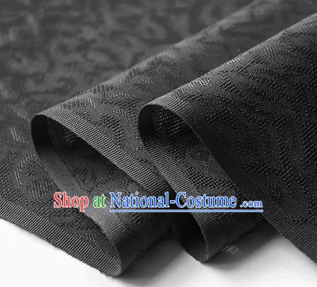 Traditional Chinese Classical Apricot Flowers Pattern Design Black Silk Fabric Ancient Hanfu Dress Silk Cloth