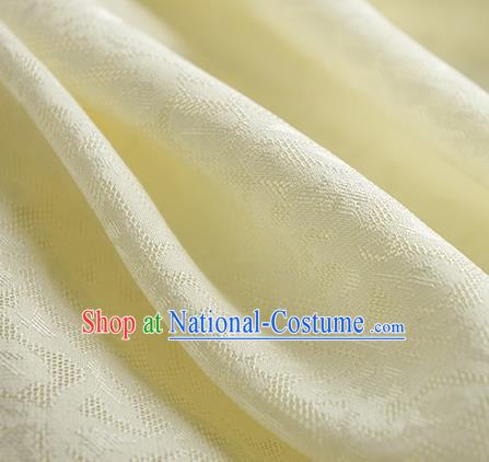 Traditional Chinese Classical Apricot Flowers Pattern Design Light Yellow Silk Fabric Ancient Hanfu Dress Silk Cloth