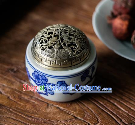 Chinese Classical Handmade Jingdezhen Shi Enamel Censer Porcelain Painting Plum Ceramics Incense Burner