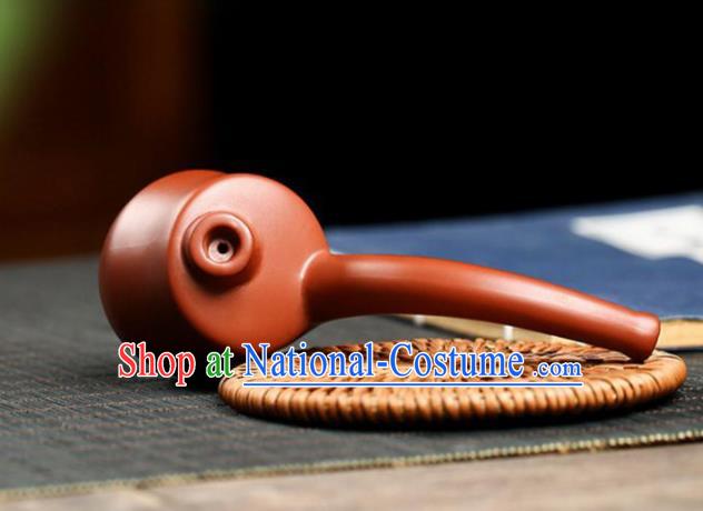 Traditional Chinese Handmade Zisha Tobacco Pipe Ashtray Red Clay Pottery Artware