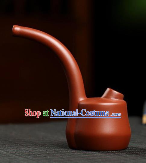 Traditional Chinese Handmade Zisha Tobacco Pipe Ashtray Red Clay Pottery Artware