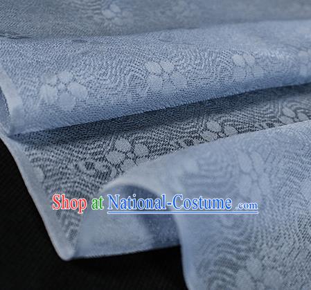 Traditional Chinese Light Blue Silk Fabric Classical Plum Blossom Pattern Silk Cloth