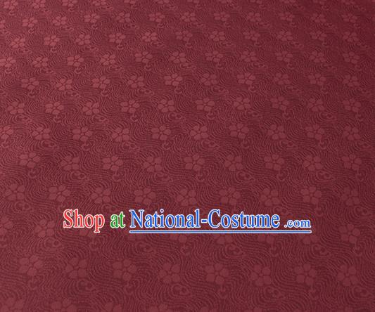 Traditional Chinese Wine Red Silk Fabric Classical Plum Blossom Pattern Silk Cloth