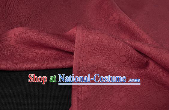 Traditional Chinese Wine Red Silk Fabric Classical Plum Blossom Pattern Silk Cloth