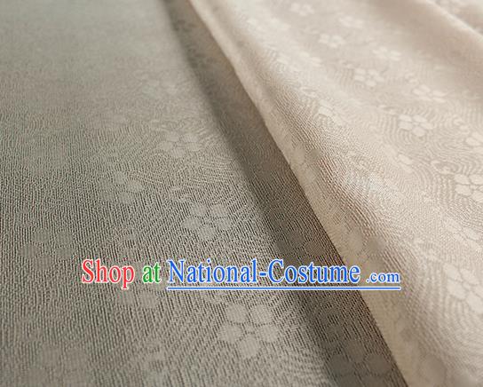 Traditional Chinese Beige Silk Fabric Classical Plum Blossom Pattern Silk Cloth